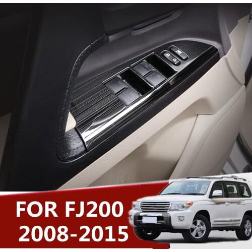 6pcs LHD Door Window Lift Switch Armrest Panel Stainless Steel Trims For TOYOTA Land Cruiser 200 FJ200 2008-2015 Accessories