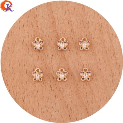 Cordial Design 50Pcs 7*8MM Jewelry Accessories/Earrings Connectors/Hand Made/Butterfly/Earring Findings/DIY Making/CZ Charms