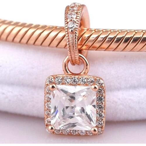 Original Rose Gold Timeless Elegance With Crystal Necklace Pendant Fit 925 Sterling Silver Charm Bracelet Diy Jewelry