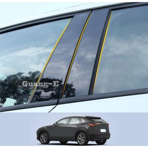 For Mazda CX-30 CX30 2019 2020 2021 Car PC Material Pillar Post Cover Door Trim Window Piano Black Molding Sticker Plate
