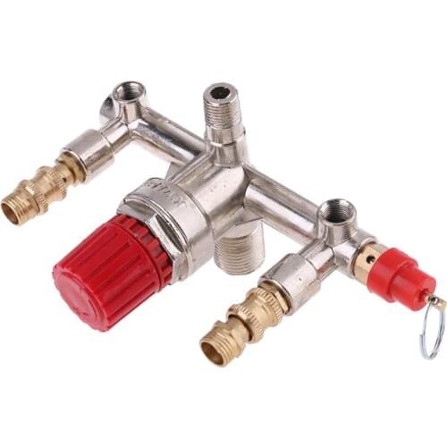 Double Outlet Tube Alloy Air Compressor Switch Pressure Regulator Valve Fitting