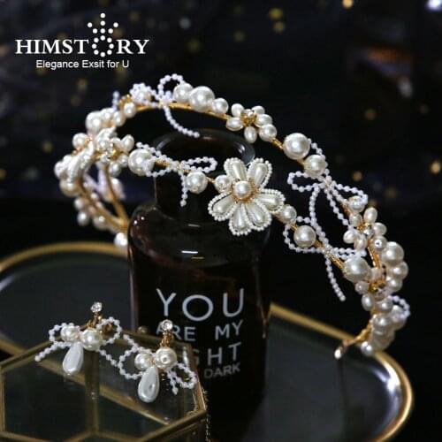 Himstory Korean Super Fairy Bowknot Imitation Pearl Bride Headdress Handmade Wedding Hairband Hair Accessories
