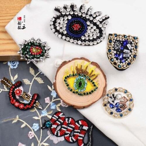 Indian silk embroidery patch eyes snake round animal cartoon patches for hats bag badges applique patches for clothing EQ-1330