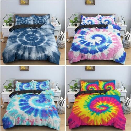 Tie Dye Print Bedding Set Duvet Cover Art Abstract Swirl Pattern Quilt Cover Single Twin King Queen Size Bedclothes 2/3PCS