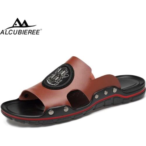 ALCUBIEREE Summer Sandals for Man High Quality Men Slides Breathable Slip-on Beach Mens Slippers Outdoor Lightweight Slippers