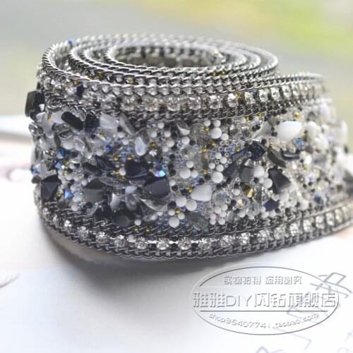 Hot Drilling Gem Lace Trim Stitched Wedding Dress Accessories Decorative Diamond Waist Rhinestone Chain Applique Iron Sew On