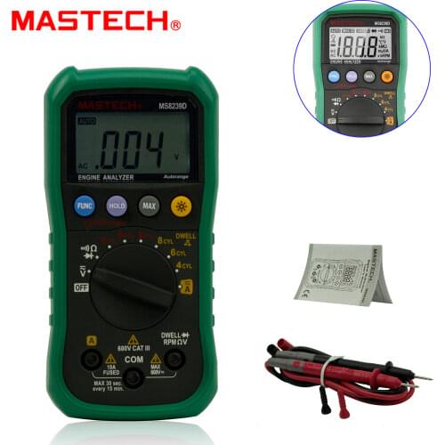 Mastech MS8239D Digital Automotive Multimeter Engine Analyzer Hanhold Tester & Built-in motor analyzer backlight