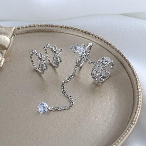 Fashion Jewelry AAA Zircon Ear Clip Earrings Pretty Design Silvery Plating 1 PC Ear clip Earring For Girl Fine Accessories