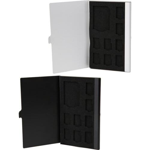 9 in 1 Monolayer Aluminum for 1SD+8TF for MicroSD Cards Storage Box Case Holder Protector For MicroSD TF Memory Card Storage
