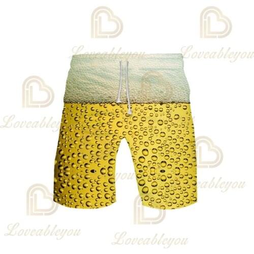 Beer Day Party Shorts Summer 3D Casual Beach Men Fashon Print Shorts Loose Cool Boys Cosplay