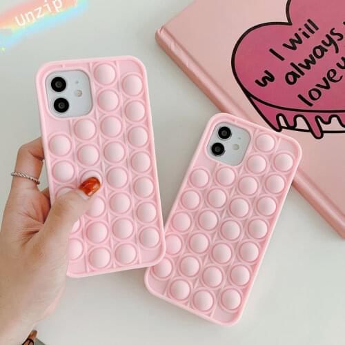 Pink Push It Stress Reliever Toys Phone Case For iPhone 12 Mini 11 Pro X XR XS Max 6 7 8 Plus SE 2 Unzip Soft Silicone Coque