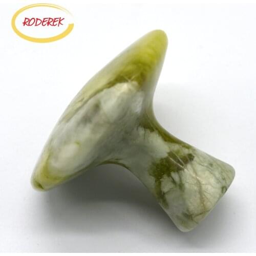 Natural Jade Mushroom Xiuyan Jade Stone Guasha Tool Cool Stone Healthcare Slimming Body Massager