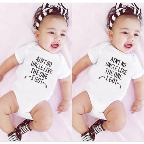 Newborn Onesie Baby Boys Girls Is Not an Uncle Like the One I Have Letters Print Short Sleeve Cotton Body Outfits Tiny Clothes