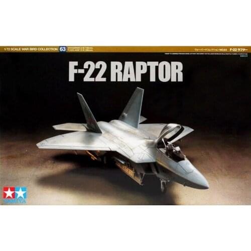 Original Tamiya Plastic War Intelligence Assembly Model 1/72 US F-22 Raptor Fighter Toy Collection