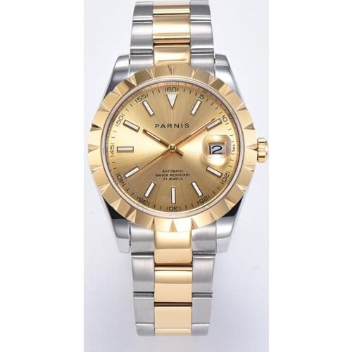 Parnis 39mm Mens golden luxury Automatic Watch Sapphire glass miyota 8215 Movement Automatic mechanical Watches