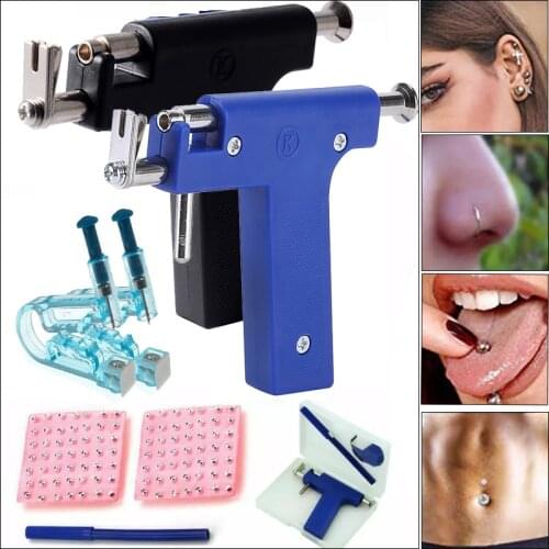 Ear Nose Piercing Gun Tool Set With Ear Studs Steel Ear Nose Navel Body Piercing Gun Unit Tool Kit Professional Piercing Tool