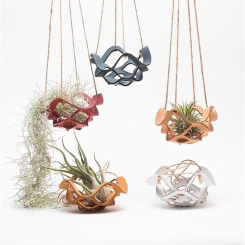 Hanging Potted Hanging Basket Multi-layered Leather Flowerpot Net Bag Hanging Basket Indoor Green Plants Gardening Decoration