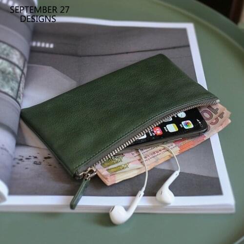 Luxury Zipper Cell Phone Wallet Male First Layer Cow Leather Handmade Women Vintage Clutch Bag Casual Long Travel Passport Purse