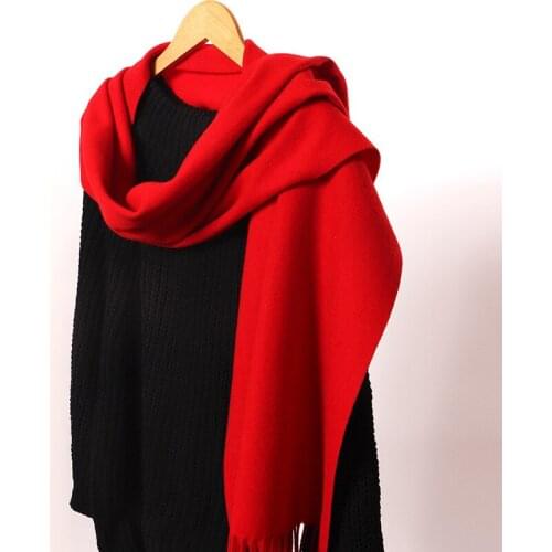 2022 Autumn/Winter Factory Lady Solid Color First Cut Wool Scarf Lamb Velvet Plain Thick Style Shawl For Men Female Women