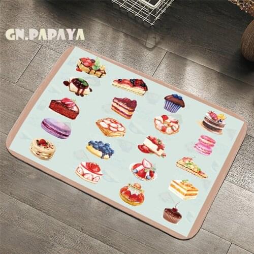 Sweet cupcake tea time Carpet bohemian Bathroom Floor Mats Toilet Rugs Kitchen Area Rug tropical leaf Pad Absorbent Door Mat