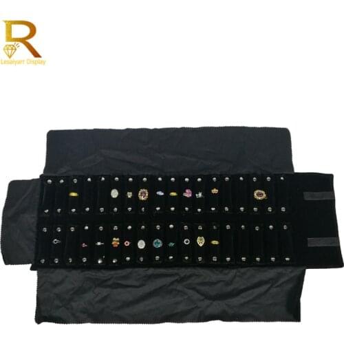 Free Shipping Velvet Ring Storage Travel Roll Bag Jewellery Display Holder Case Organizer Jewelry Package Carrier High Capacity
