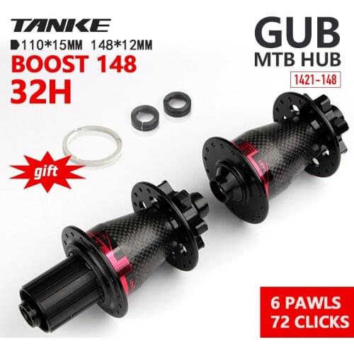 TANKE GUB MTB 32 holes boost 148 bike hub carbon disc Hub 6 bearing 6 pawls 72 clicks 8 9 10 11 12 13 speed cassette flywheel bi