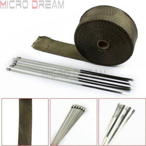 Titanium Motorcycle 10 Meters Fiberglass Exhaust Wrap 32ft Universal 1600K Thermal Heat Insulating Tape Warps For Harley
