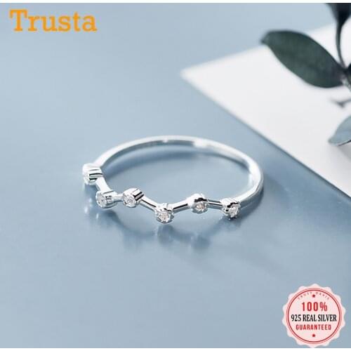 Trustdavis Real 925 Sterling Silver Minimalist Fashion Waves Tiny CZ Finger Rings For Women Wedding Party S925 Jewelry DS1182