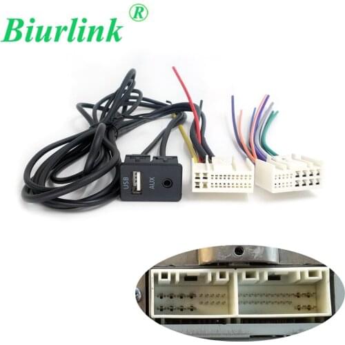 Biurlink CD Changer AUX USB Input Interface Panel Audio Power Harness Wiring Adapter Cable for Hyundai Kia K2 K5 IX35 IX45