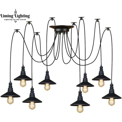 Spider Chandelier 1/2/3m Vintage retro Loft Decor Adjustable E27 Edison Bulb Light Pendant Spider Ceiling Lamp Fixture Light