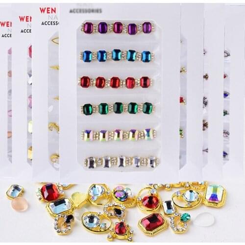 High quality alien AB Flatback Glass Nail Rhinestones Crystals Stones Shiny Gems Manicure Nails Art Decorations 30pcs/package