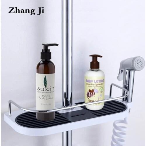 ZhangJi Bathroom Storage Holder High Quality Shampoo Tray Shower Head Holder Adjustable Bathroom Shelves Soap Storage Shelf