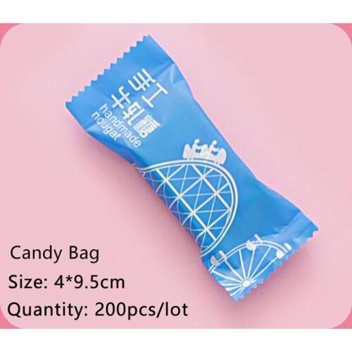 100pcs/lot Playground Roller Coaster Blue Frosted Handmade Nougat Wrap Bag Happy Baby Shower Birthday Party Plastic Candy Bags