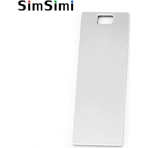 Simsimi oblong rectangle Bar Pendant small Necklace charm diy jewelry both sides mirror polished stainless steel wholesale 50pcs