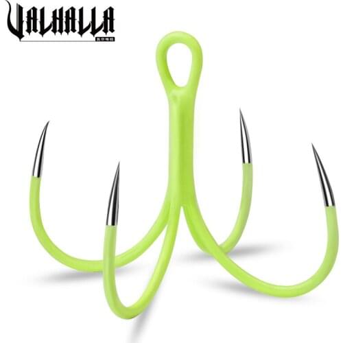 VALHALLA 100Pcs Luminous Quadruple Reinforced Anchor Hook 16#-18# High Carbon Steel Fishing Hooks Four Fork Four Claw Fishhooks