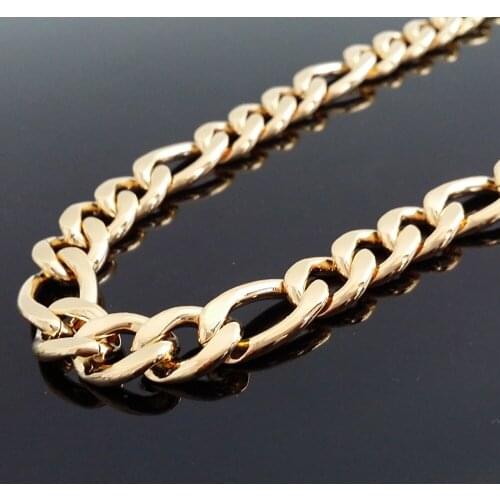 11mm Fashion Gold Tone Chain NK Cuban Curb Link Chain Stainless Steel Mens Womens Necklace Or Bracelet Unisexs Jewelry 7-40"