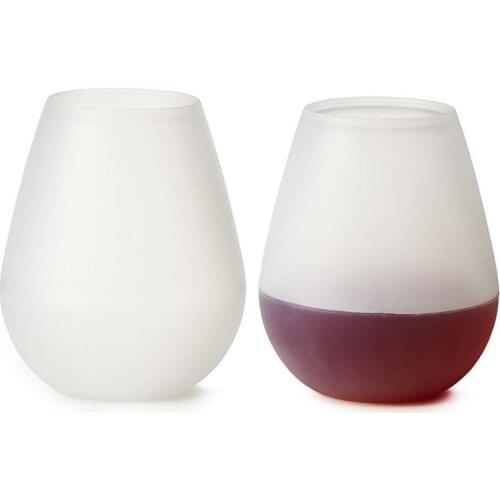 2 pcs 400ml Tiaking Portable Silicone wine glass Food grade materials Anti-fall cup Drinking glass Party beer mug Cocktail glass