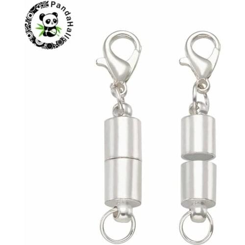 20Set Brass Column Magnetic Clasps with Brass Lobster Claw Clasps and Rings Jewelry Making Findings 38.5x6mm, Hole: 4.5mm