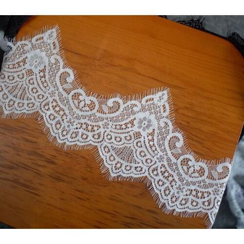 3Meter for 1 Lot Classical Design Nylon Dress Eyelash Lace Fabric 35CM Soft Red Navy French Bilateral Chantilly DIY Lash Trim