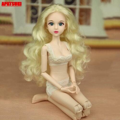 46cm 3D Real Eyes Nude Naked XINYI Doll Body for 1/4 BJD Doll Double Knee Elbow Joint Make-Up Doll Body Cosplay DIY Toy for Kids