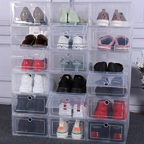 6pcs Transparent Shoe Box Thickened Dustproof Shoes Case Organizer Shoes Container Combination Shoe Cabinet