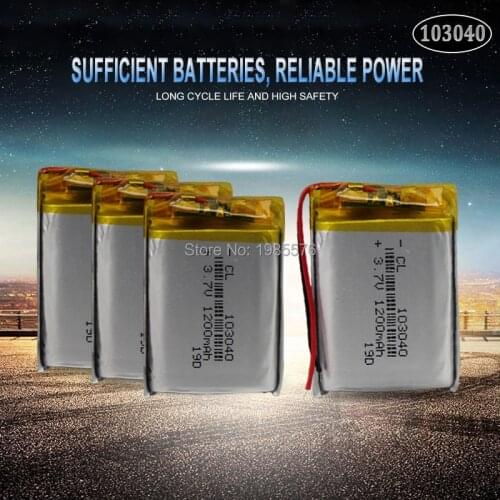 3.7V 1200mAh 103040 Lithium Polymer LiPo Rechargeable Battery For MP4 GPS PSP VR DVR DVD mobile video game Tablet Power bank