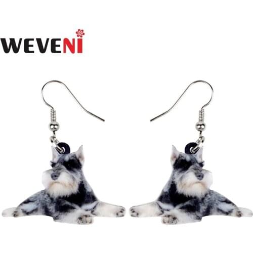 WEVENI Accessory Acrylic Trendy Schnauzer Terrier Dog Earrings Dangle Drop Cute Animal Jewelry For Women Girls 2018 Charms Gift