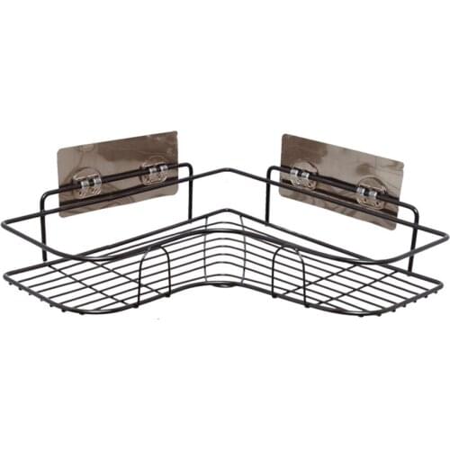 BalleenShiny Bathroom Non-perforated Triangle Storage Rack Kitchen Bathroom Vanity Storage Rack Dormitory Wall Hanging Rack