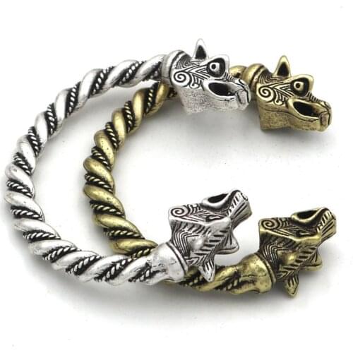 Viking Wolf Bracelet Fashion Accessories Viking Vintage Jewelry Men and Women Retro Wolf Head Open Bangle