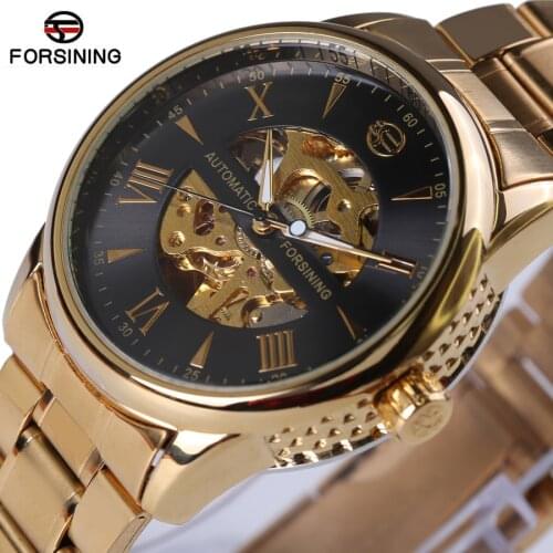 Forsining 2018 New Series Gear Bezel Fashion Casual Design Black Gold Watch Men Top Brand Luxury Automatic Watch Clock Men