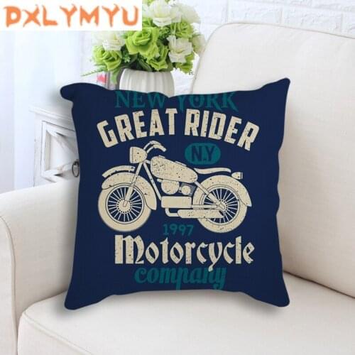 Decorative Cushion Motorcycle Aviator Adventures Quotes Print Linen Cushion for Sofa Home Decor Nordic Throw Pillow 45x45cm