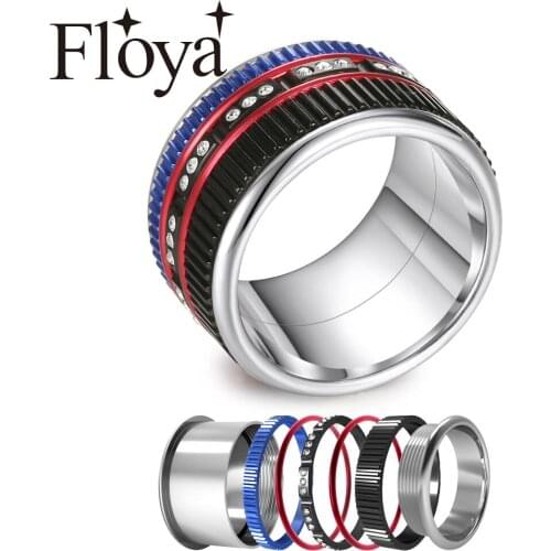 Floya Boho Steampunk Band Rings Black Layers rvs Stainless Steel Wedding Ring Femme Bijoux Statement Girls Free Shipping