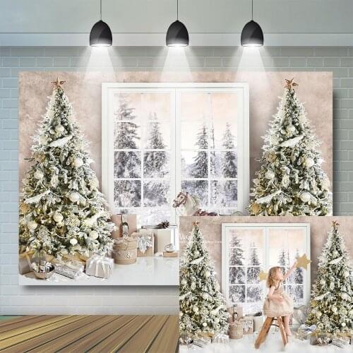 Christmas Winter Photography Backdrop Princess Kids Photocall Window Toy Horse Snowy Scene Girl Background Portrait Photostudio