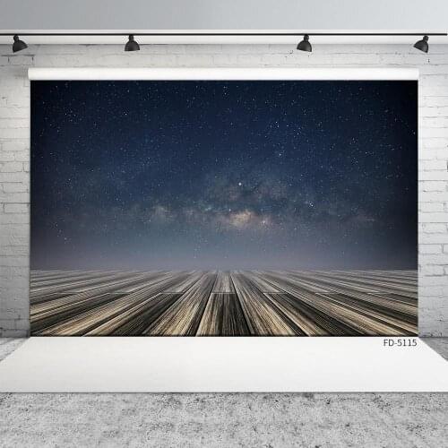 Starry Sky Wooden Floor Photo Backdrop Computer Printed Background for Baby Children Portrait Pets Photocall Phhotography Props